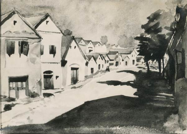 Akvarell Villánykövesdről. DOK_Pécsiterv_1926_11.