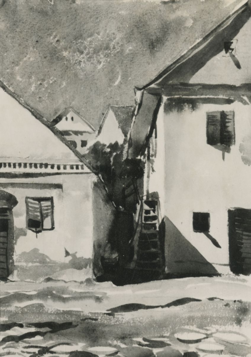 Akvarell Villánykövedről. DOK_Pécsiterv_1926_09.