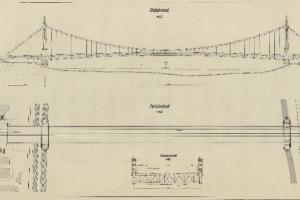 Az eredeti Erzsébet híd terve - Dokumentációs Központ/Tervtár/UVATERV gyűjtemény